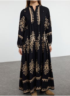 trendyol Black Authentic Patterned Viscose Woven Dress TCTSS24EB00221  - Image 3