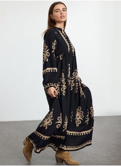 trendyol Black Authentic Patterned Viscose Woven Dress TCTSS24EB00221  - Image 2