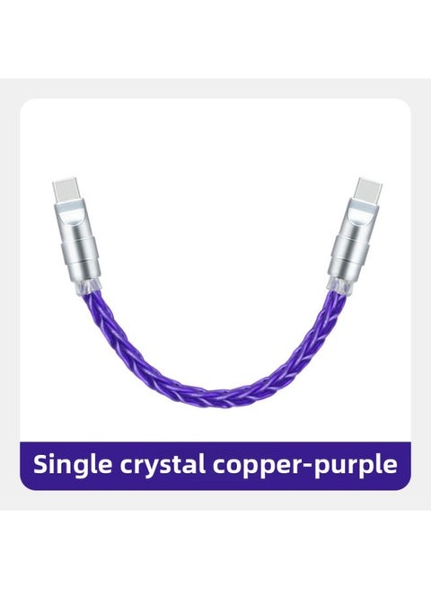 Pure Copper Hardware Ultra-soft Single Crystal Copper Data Cable For Iphone16 Flat Mate70 Notebook Fast Charging-Color:1.5m Usb To For Apple/12w-Model:Single Crystal Copper Purple [silver Copper Shell]