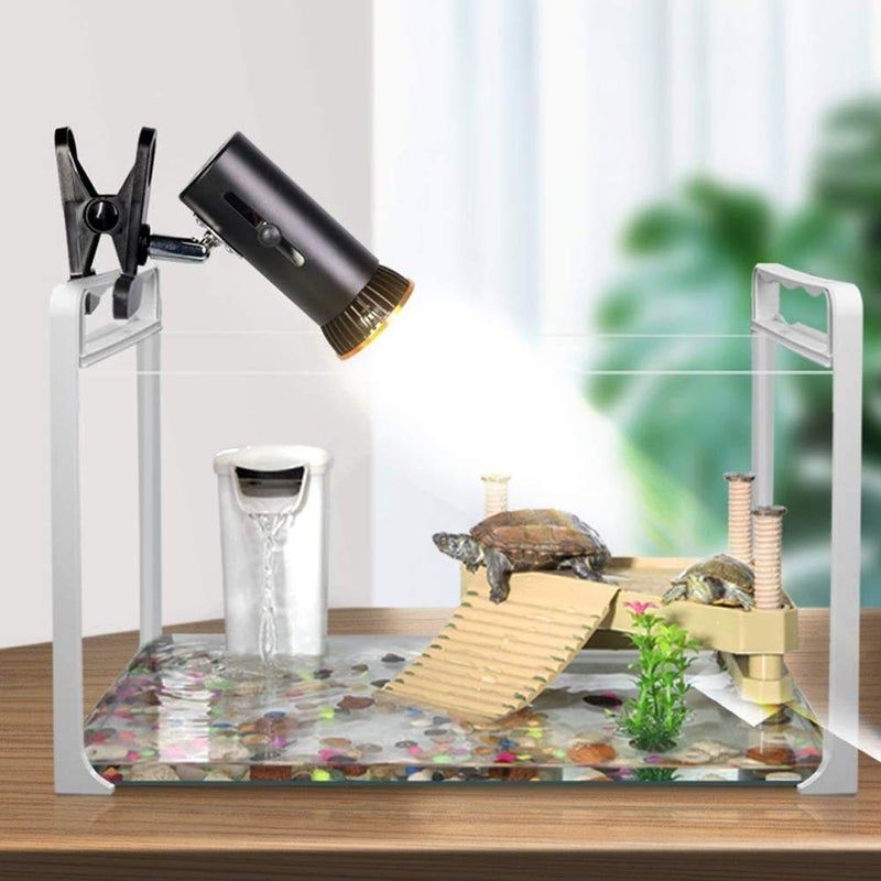 rizopets مصابيح حرارة الزواحف، مصباح UVA/UVB للسلحفاة مع حامل، مصباح تسخين للسلحفاة، السحلية والنباتات المائية (حامل + مصباح UV بقوة 50 واط) - Image 5