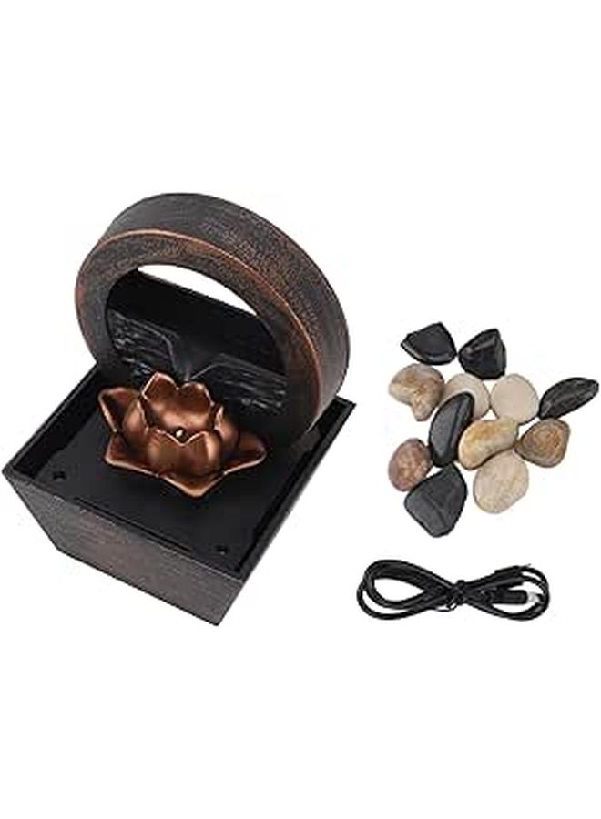 Golden Flower USB Tabletop Fountain with LED Lights for Home Office Decor 17x11 7x11 7cm - Image 1