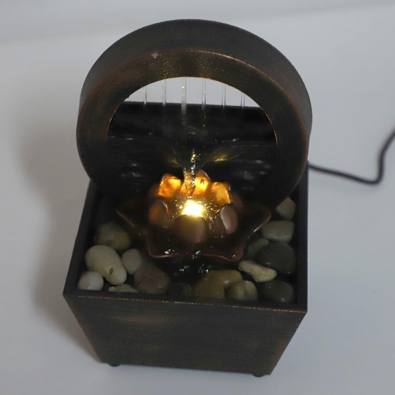 Golden Flower USB Tabletop Fountain with LED Lights for Home Office Decor 17x11 7x11 7cm - Image 5