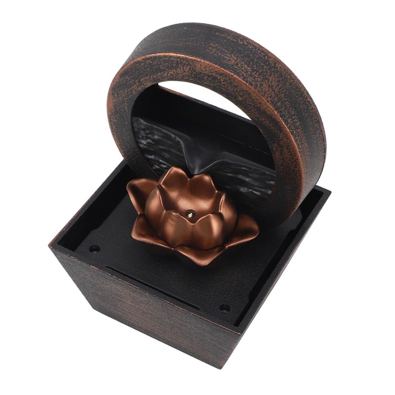 Golden Flower USB Tabletop Fountain with LED Lights for Home Office Decor 17x11 7x11 7cm - Image 3