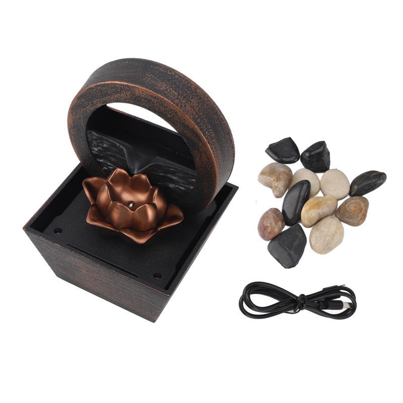 Golden Flower USB Tabletop Fountain with LED Lights for Home Office Decor 17x11 7x11 7cm - Image 2