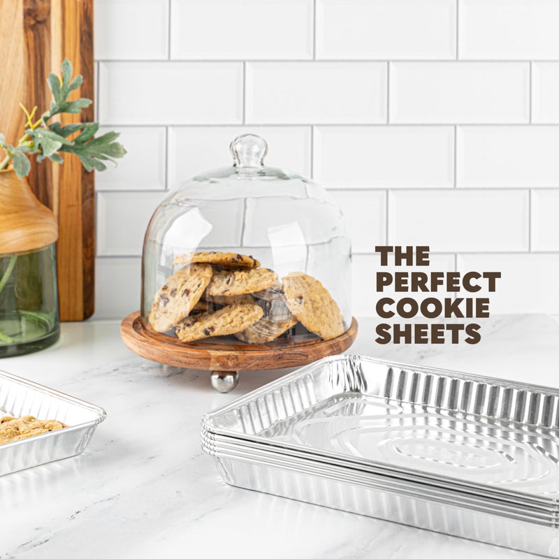 PLASTICPRO Aluminum Pans 5 Pack Disposable Cookie Sheets 9'' x 13'' Baking Pans Premium Quality Heavy Duty Cookie Sheet Pans - Image 4