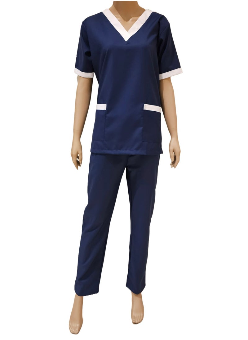 Rannah's Closet V-Neck Scrub Suit Navy for Nanny Nurse Housekeeper  - Image 1