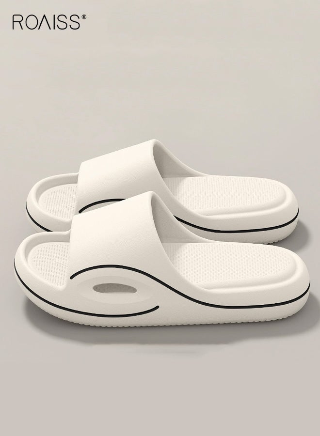 رويس شباشب رجالية مانعة للانزلاق، شباشب نسائية أنيقة، صنادل صيفية مانعة للانزلاق بنعل سميك، شباشب منزلية وحمامية للجنسين مع بطانة ناعمة، شباشب قابلة للتنفس من مادة إي في إيه عديمة الرائحة، لون أبيض - Image 1