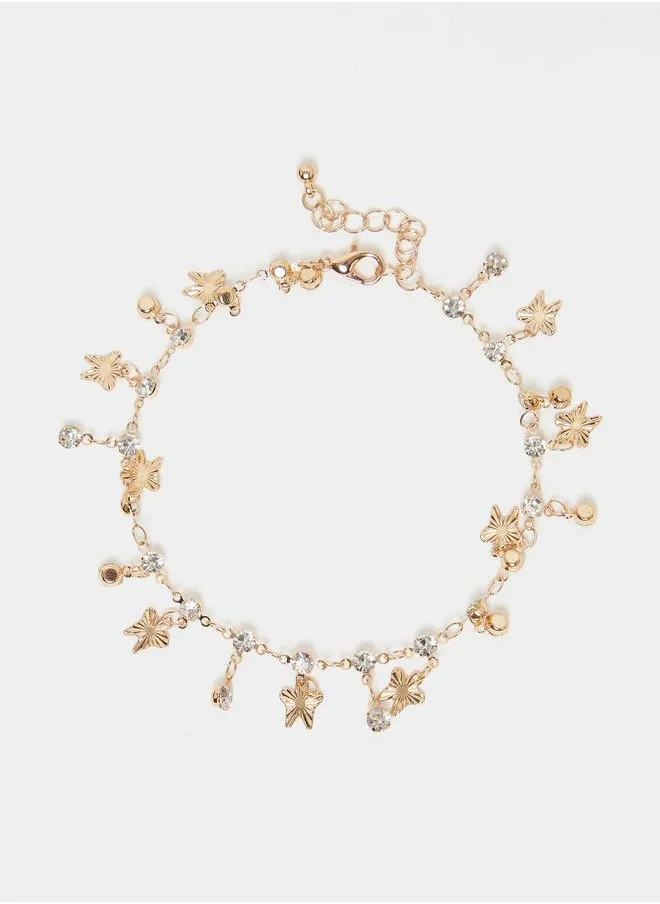 ستايلي Styli Set of 2 - Faux Crystal Charm Anklet