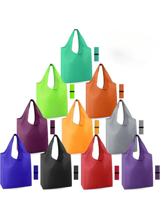 Random Color 2pcs Heavy Duty Reusable Foldable Shopping Totes Reinforced Handles - Image 2