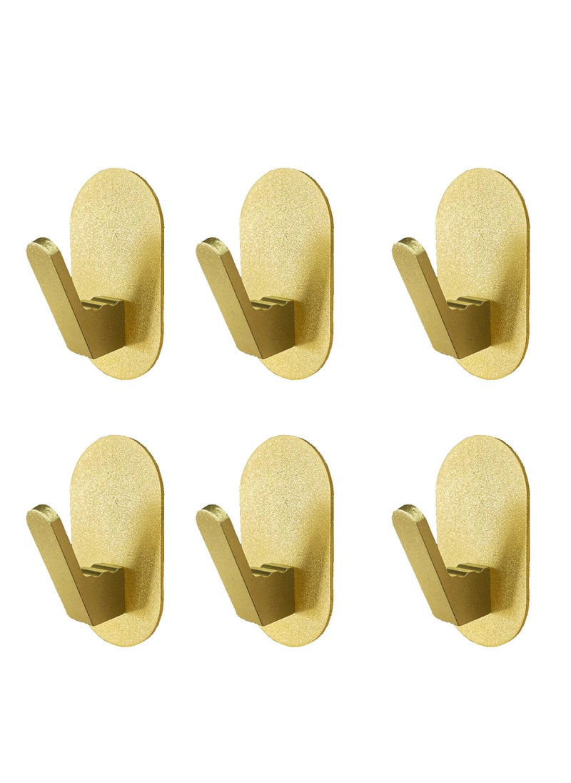 Excefore - Adhesive Towel Hooks, 6 Pack for Hanging Heavy Duty Wall Hooks Stick on Bathroom, Kitchen, Glass Door,Tile, Mirror, No Tools Gold Robe Holder - Image 1