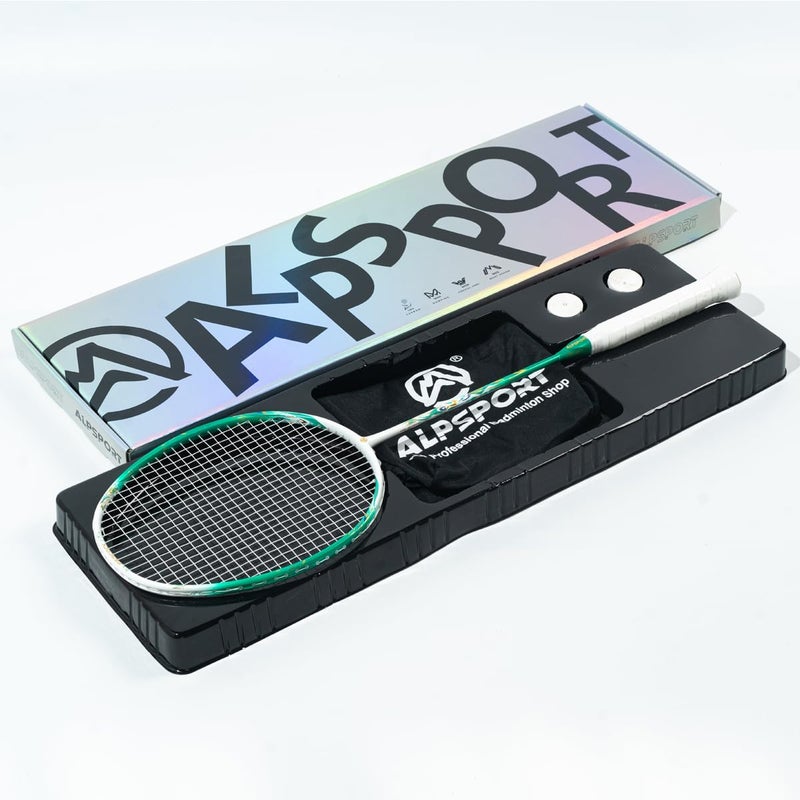 ALPSPORT Peacock 4U G5 68mm 40T Graphite Shaft Max 35LBS T800 Professional Racquet Secondary Molding Full Carbon Fiber Badminton Racket with Gift Box 1 Flannel Bag 2 Grips Tapes White - Image 2