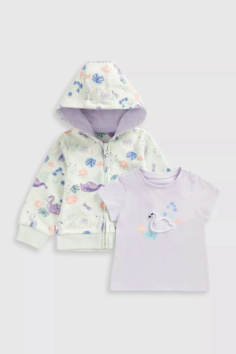 مذركير طقم تي-شيرت وهودي مزيّن بطبعة بجعة