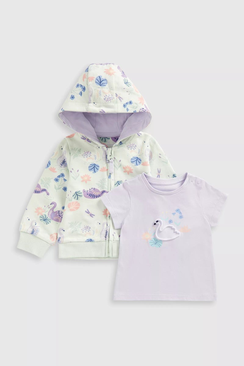mothercare Swan Hoodie and T-Shirt Set