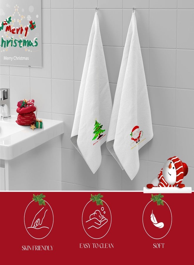 Cuteiush Christmas Hand Towels for Bathroom, 100% Cotton Soft Absorbent Kitchen Towels with Embroidery Holiday Decorations, 2 Pieces (13 x 29 Inch) - Image 3