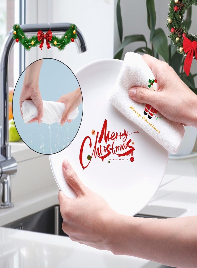 Cuteiush Christmas Hand Towels for Bathroom, 100% Cotton Soft Absorbent Kitchen Towels with Embroidery Holiday Decorations, 2 Pieces (13 x 29 Inch) - Image 5