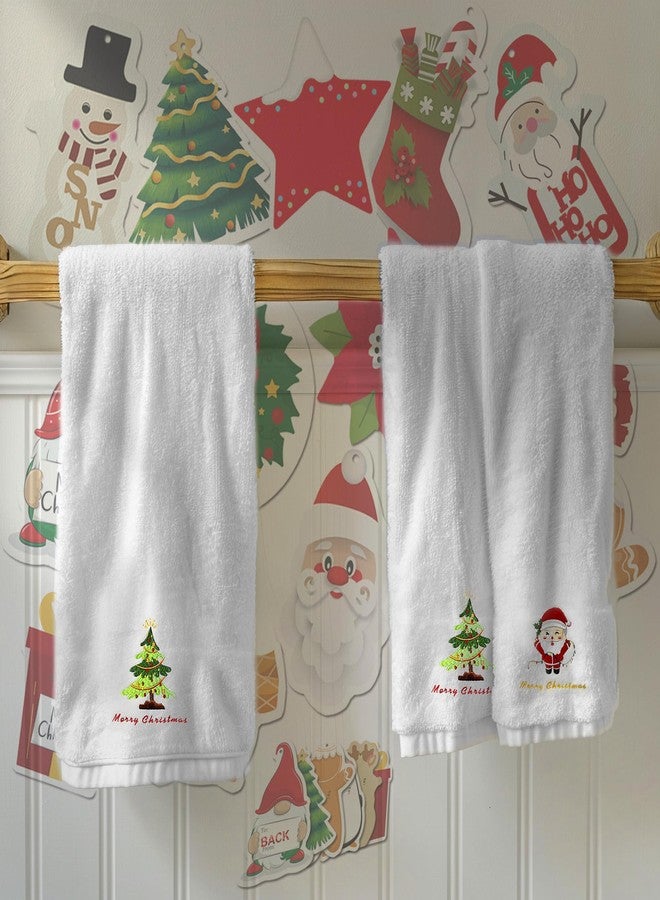 Cuteiush Christmas Hand Towels for Bathroom, 100% Cotton Soft Absorbent Kitchen Towels with Embroidery Holiday Decorations, 2 Pieces (13 x 29 Inch) - Image 4