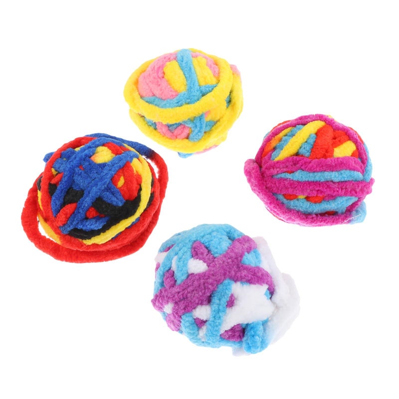 4 Pcs Interactive Cat Toys Ball With 40cm Polyester Rope Tail Teaser For Kitten Indoor Play Assorted Color - Image 2