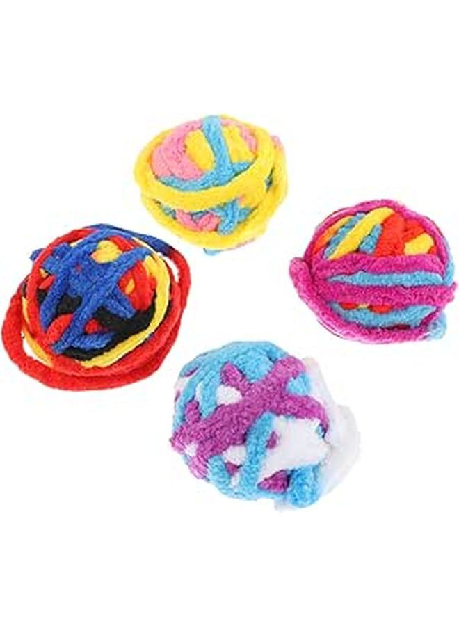 4 Pcs Interactive Cat Toys Ball With 40cm Polyester Rope Tail Teaser For Kitten Indoor Play Assorted Color - Image 1