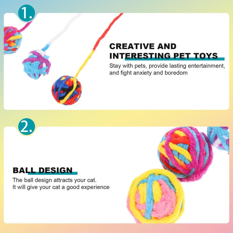 4 Pcs Interactive Cat Toys Ball With 40cm Polyester Rope Tail Teaser For Kitten Indoor Play Assorted Color - Image 4