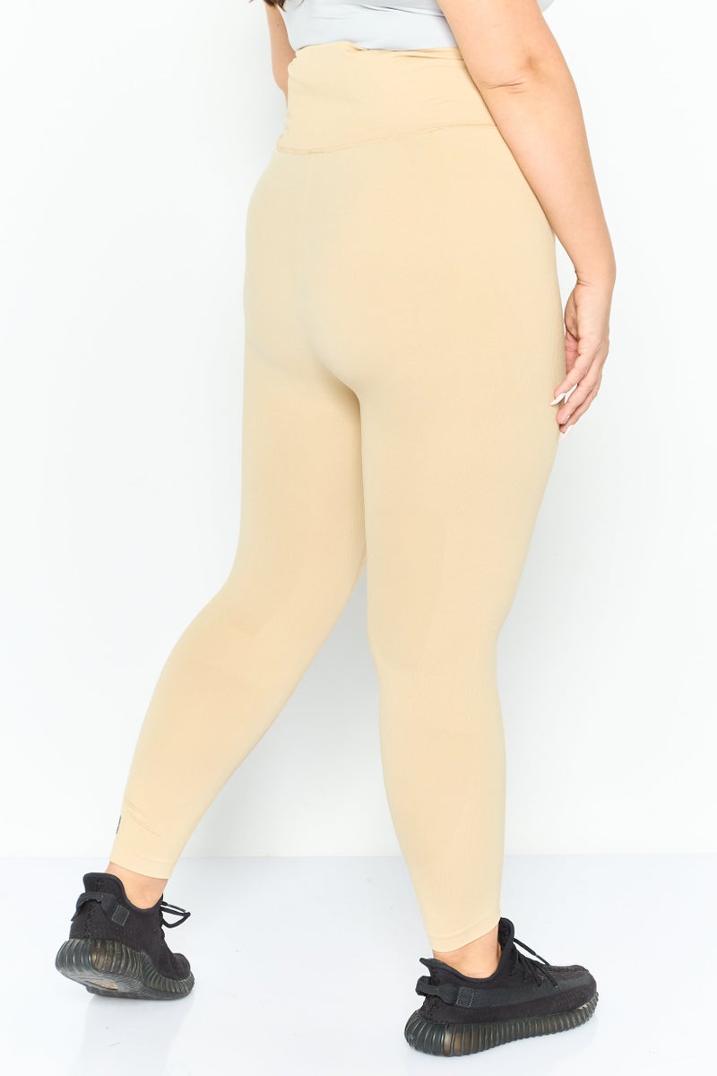 Adidas Women Plus Size Training Leggings, Beige  - Image 3
