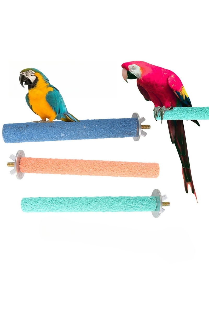 Birdcage Stands - 3-Piece Set of Parrot Perches for Birds – Includes 14cm, 20cm, 25cm Sizes – Random Colors, Durable Sanded Surface with Solid Wood Core, Ideal for Beak & Claw Maintenance - Image 1