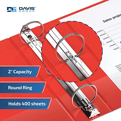 Davis Group Easyview Premium 3-Ring Binders with Clear-View Covers and Round Rings, Binders for School or Office, 2 Inch, Pack of 6, Red - Image 2