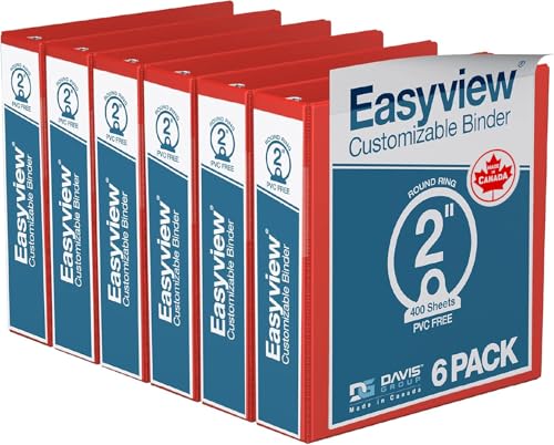 Davis Group Easyview Premium 3-Ring Binders with Clear-View Covers and Round Rings, Binders for School or Office, 2 Inch, Pack of 6, Red - Image 1