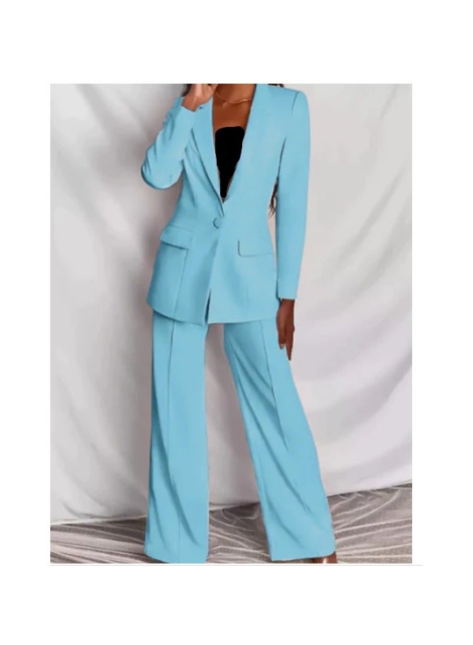 Shougu New Women's Fashion Temperament Long Sleeved Suit Straight Leg Pants Set  - Image 1
