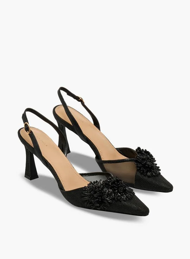 Women Floral Embellished Flared Heel Sandals