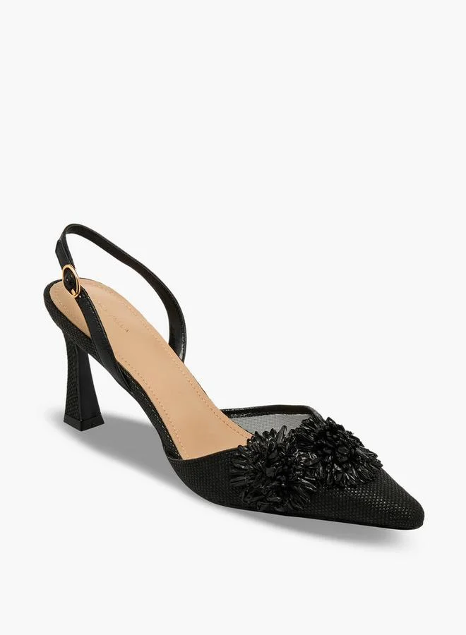 Flora Bella By Shoexpress  Women Floral Embellished Flared Heel Sandals for Women | Best Price UAE