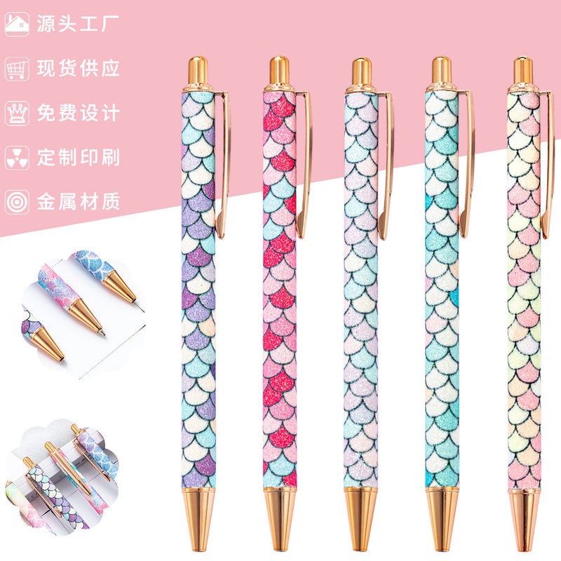 Press Pen Spot K-Style Colorful Gold Powder Ballpoint Pen With Printed Logo Metal Advertising Gift Ballpoint Pen - Image 2