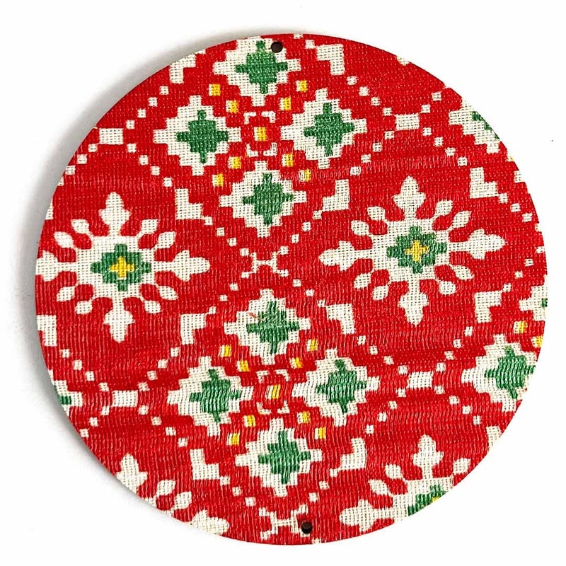 Adikala 4 INCH Patola Print Fabric with MDF Cutout Base for Diwali, Bandhanwal, Toran, Festival Decoration, DIY Art & Craft Set of 6 (Red) - Image 3