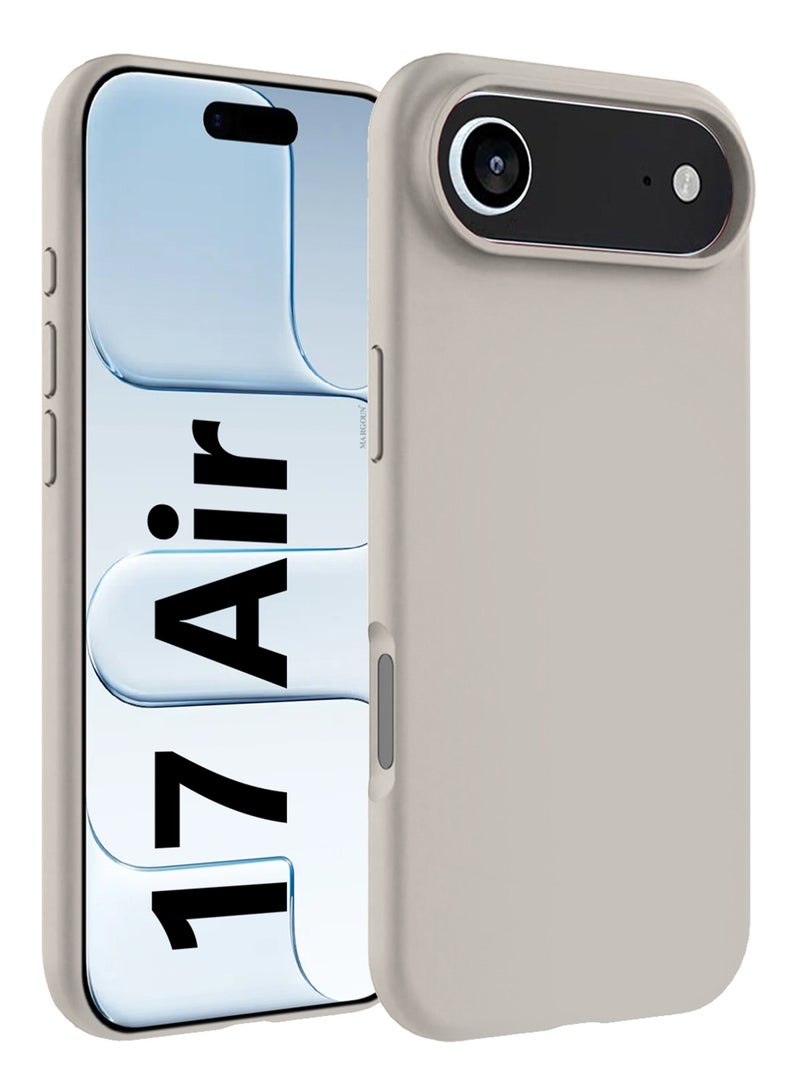 Silicone Protective Phone Case for iPhone 17 Air - Soft Anti-Scratch Microfiber Lining Ultra Slim Drop Protection Phone Cover - Natural Titanium - Image 1