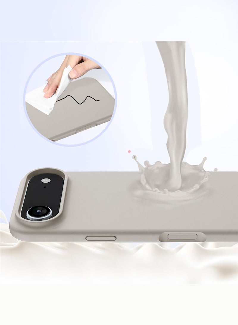 Silicone Protective Phone Case for iPhone 17 Air - Soft Anti-Scratch Microfiber Lining Ultra Slim Drop Protection Phone Cover - Natural Titanium - Image 4