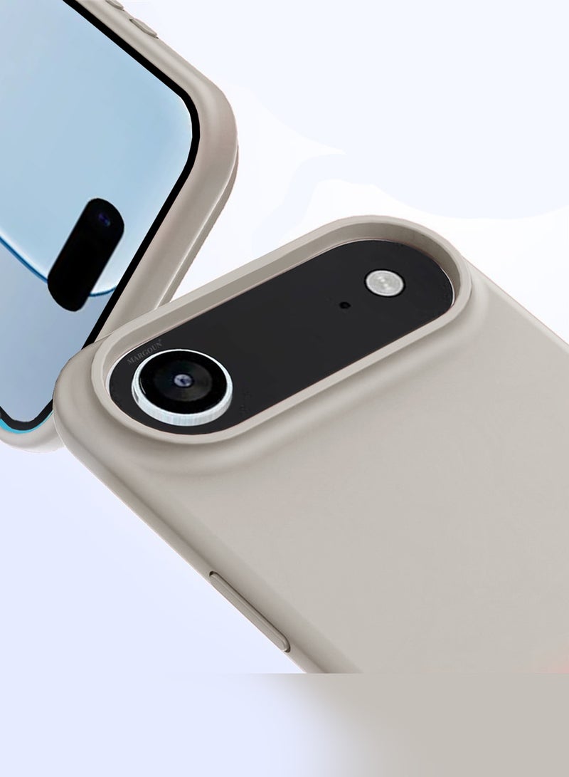 Silicone Protective Phone Case for iPhone 17 Air - Soft Anti-Scratch Microfiber Lining Ultra Slim Drop Protection Phone Cover - Natural Titanium - Image 3