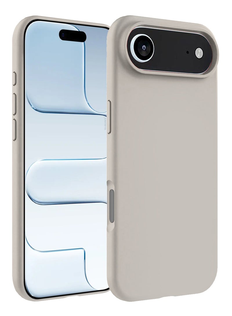 Silicone Protective Phone Case for iPhone 17 Air - Soft Anti-Scratch Microfiber Lining Ultra Slim Drop Protection Phone Cover - Natural Titanium - Image 2