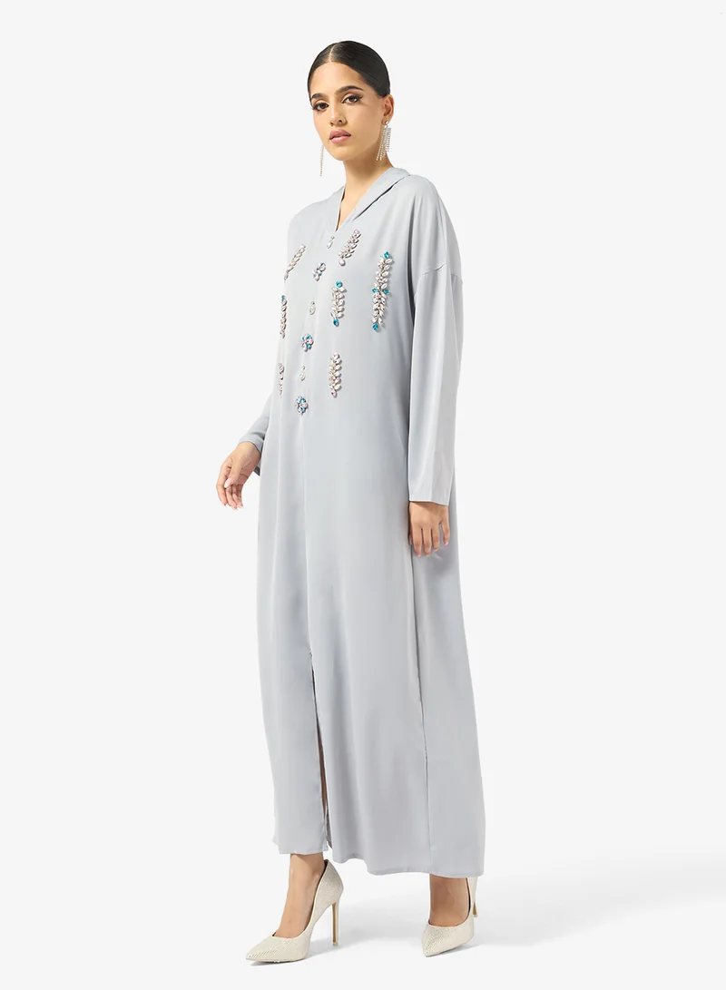 Khizana Embellished Jalabiya With Hood