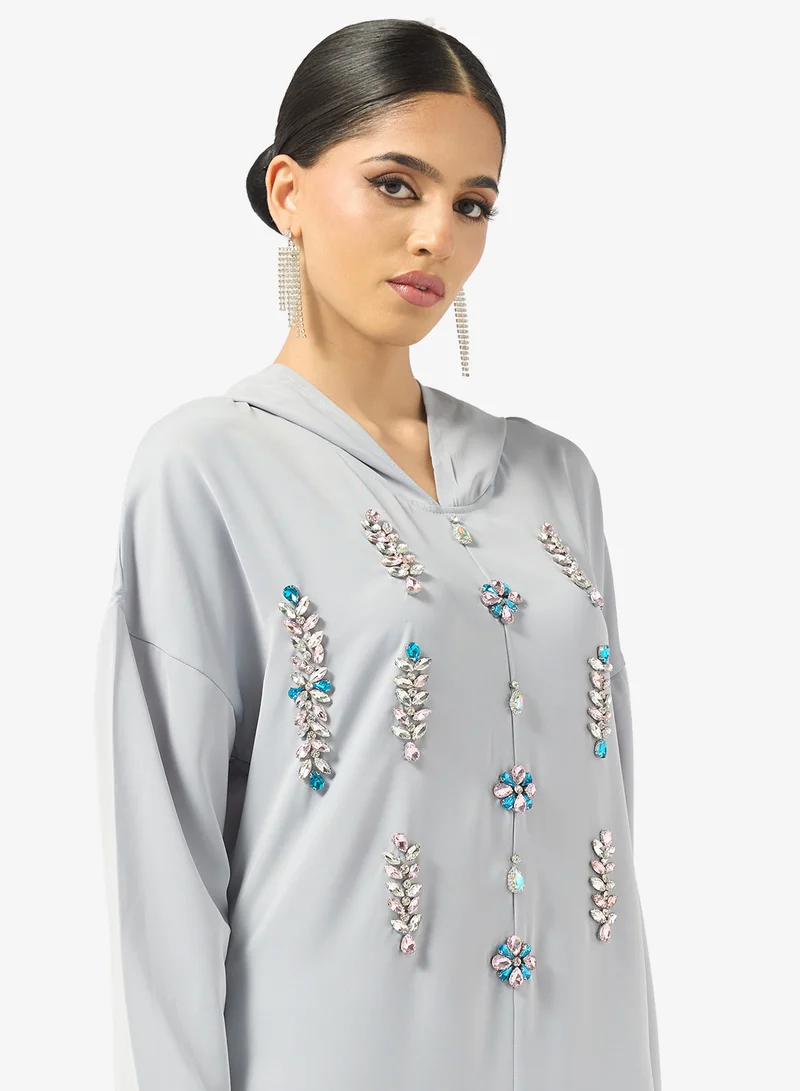 Khizana Embellished Jalabiya With Hood