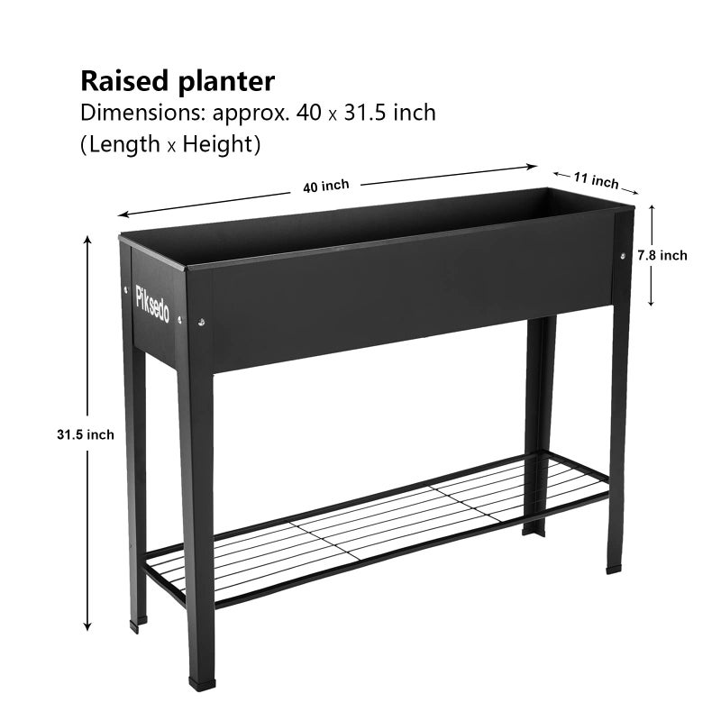 VEOAY Piksedo Raised Garden Bed, Elevated Planter Metal Plant Box with Legs Standing Garden Stand Drainage Holes Frosted Black - Image 2
