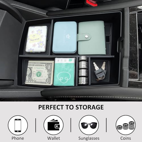 TOPINSTALL 25 New Console Organizer Compatible with 2024 2025 VW Atlas/Atlas Cross Sport Accessories, Armrest Box Storage Console Tray with Coin Holder Insert Interior Accessories - Image 4