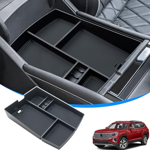 TOPINSTALL 25 New Console Organizer Compatible with 2024 2025 VW Atlas/Atlas Cross Sport Accessories, Armrest Box Storage Console Tray with Coin Holder Insert Interior Accessories - Image 5