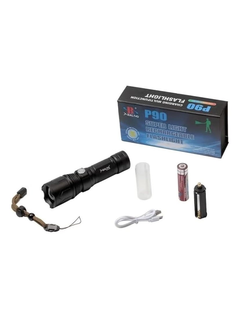 Generic P 90 Super Light Rechargeable Flashlight 90000 High Lumens, High Power Led Flashlight, XHP70.2 Powerful with Zoomable, 5 Modes, IPX7 Waterproof, Flashlight for Camping, Hiking, Emergencies  - Image 3