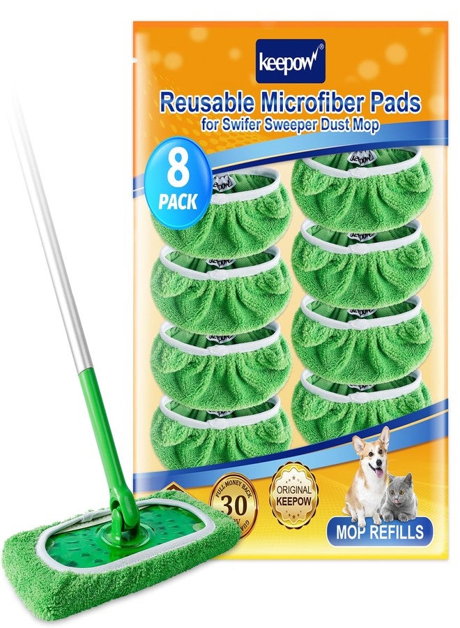 KEEPOW Reusable Mop Pads Compatible with Swiffer Sweeper Mop, Dry Sweeping Cloths for Swiffer Pads, 8 Pack Washable Microfiber Wet Mopping Cloth Refills for Surface/Hardwood Floor Cleaning - Image 1