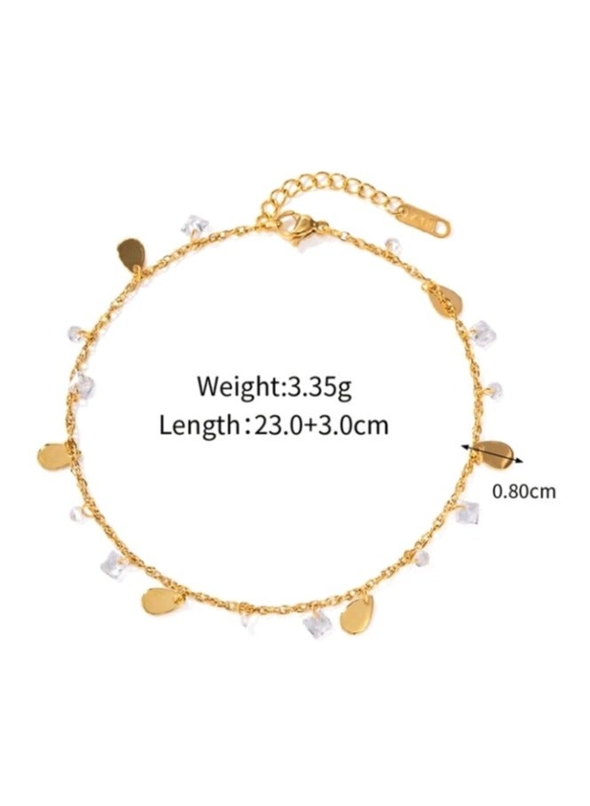 خلخال نسائي عصري وأنيق من الاستانلس ستيل باللون الذهبي - Image 2