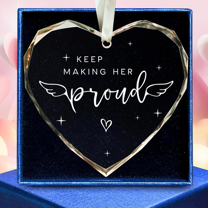 SUCHAGIFT Memorial Gifts for Women - in Memory of Loved One Gift  Bereavement Gift - Remembrance Gifts - Keep Making Her Proud Ornament - Memorial Ornaments for Loss of Loved One  Mom  Grandma - Glass Ornament - Image 1