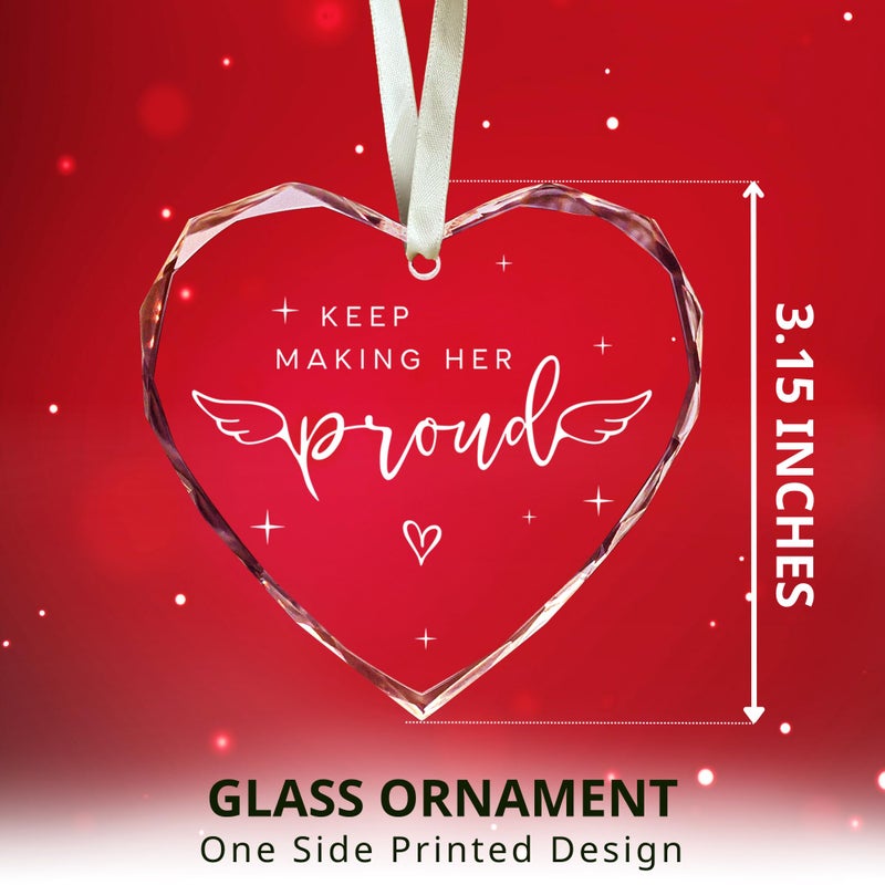 SUCHAGIFT Memorial Gifts for Women - in Memory of Loved One Gift  Bereavement Gift - Remembrance Gifts - Keep Making Her Proud Ornament - Memorial Ornaments for Loss of Loved One  Mom  Grandma - Glass Ornament - Image 2