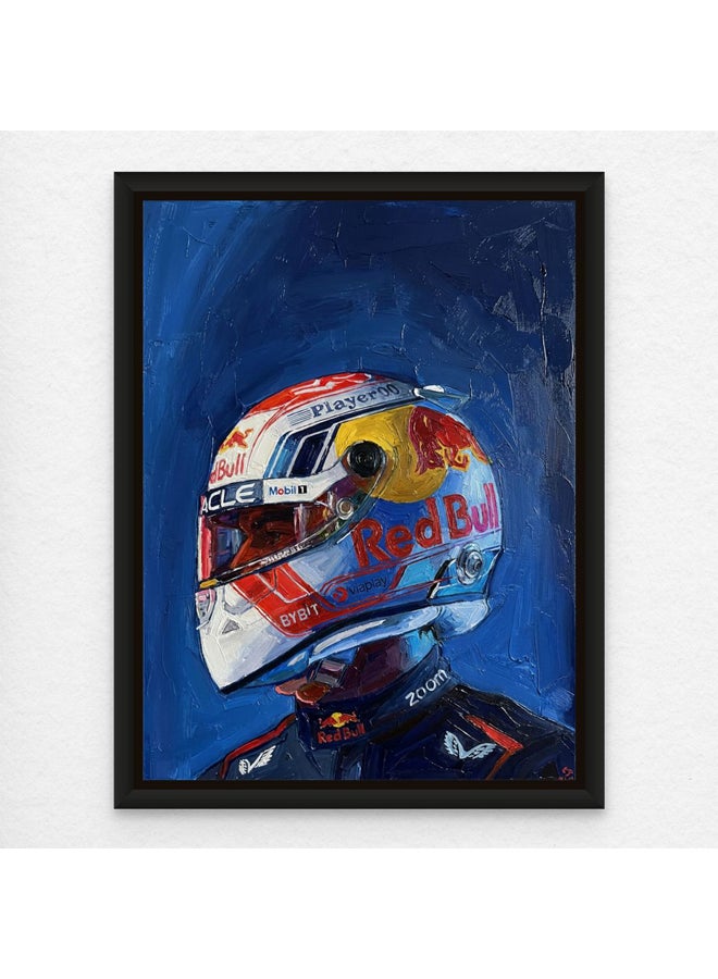 Art Decor Framed Canvas Portrait Print of Red Bull F1 Racing Helmet Art Formula 1 Driver Motorsport Wall Decor for Home Living Room Office - Image 1