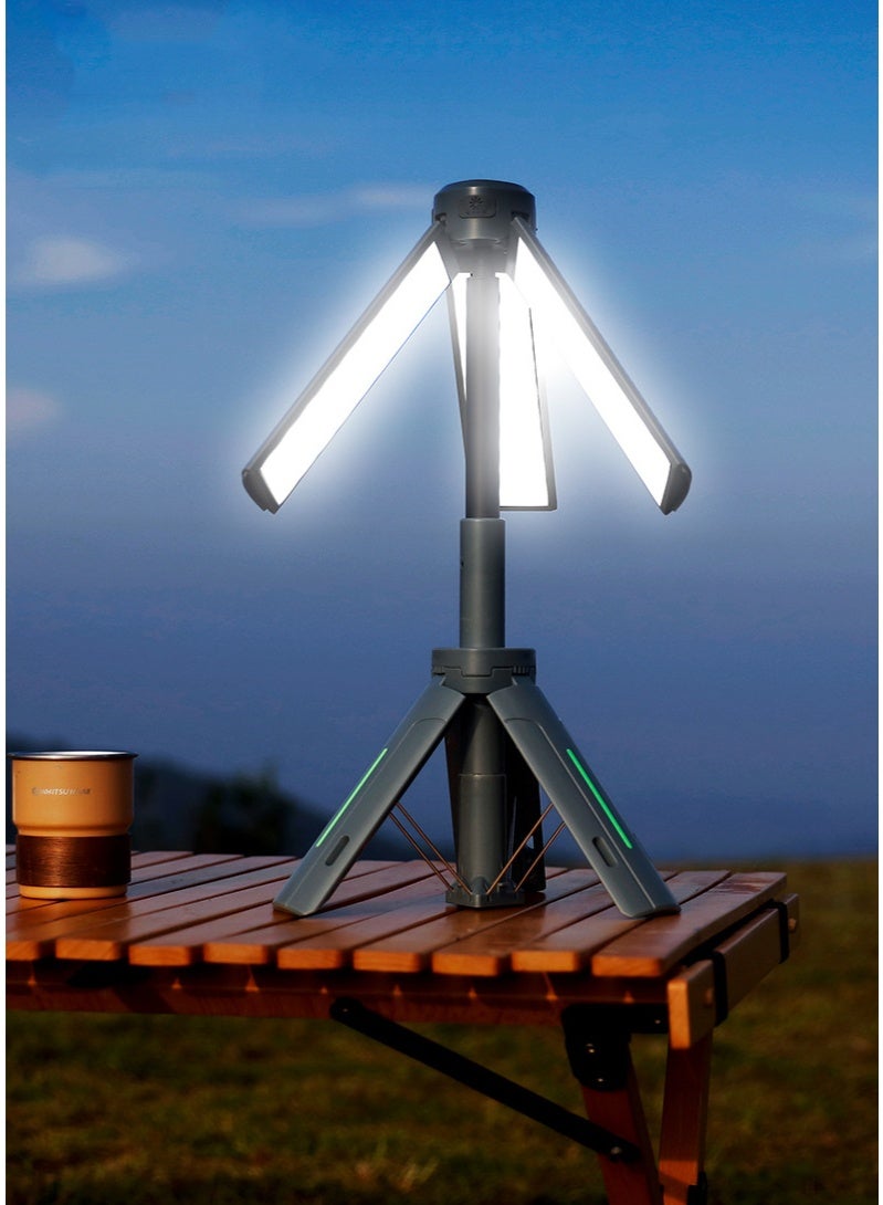 مصباح LED للتخييم، فانوس قابل للطي للتخييم، مصباح يدوي قابل لإعادة الشحن بقوة 8000 مللي أمبير، مصباح خارجي محمول مع حامل تلسكوبي، مصباح خارجي متعدد الاستخدامات ومقاوم للماء للتخييم والمشي لمسافات طويلة وصيد الأسماك وحالات الطوارئ - Image 1