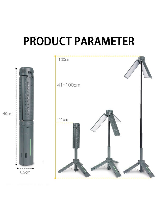 مصباح LED للتخييم، فانوس قابل للطي للتخييم، مصباح يدوي قابل لإعادة الشحن بقوة 8000 مللي أمبير، مصباح خارجي محمول مع حامل تلسكوبي، مصباح خارجي متعدد الاستخدامات ومقاوم للماء للتخييم والمشي لمسافات طويلة وصيد الأسماك وحالات الطوارئ - Image 2