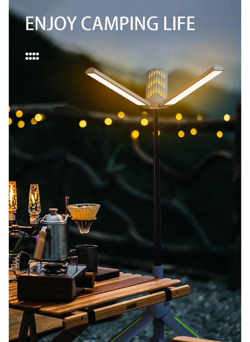مصباح LED للتخييم، فانوس قابل للطي للتخييم، مصباح يدوي قابل لإعادة الشحن بقوة 8000 مللي أمبير، مصباح خارجي محمول مع حامل تلسكوبي، مصباح خارجي متعدد الاستخدامات ومقاوم للماء للتخييم والمشي لمسافات طويلة وصيد الأسماك وحالات الطوارئ - Image 3